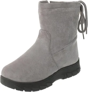 Womens Winter Snow Boots Cute Round Toe Warm Fur Lined Snow Booties Zip Up Waterproof Flock Comfy Winter Booties