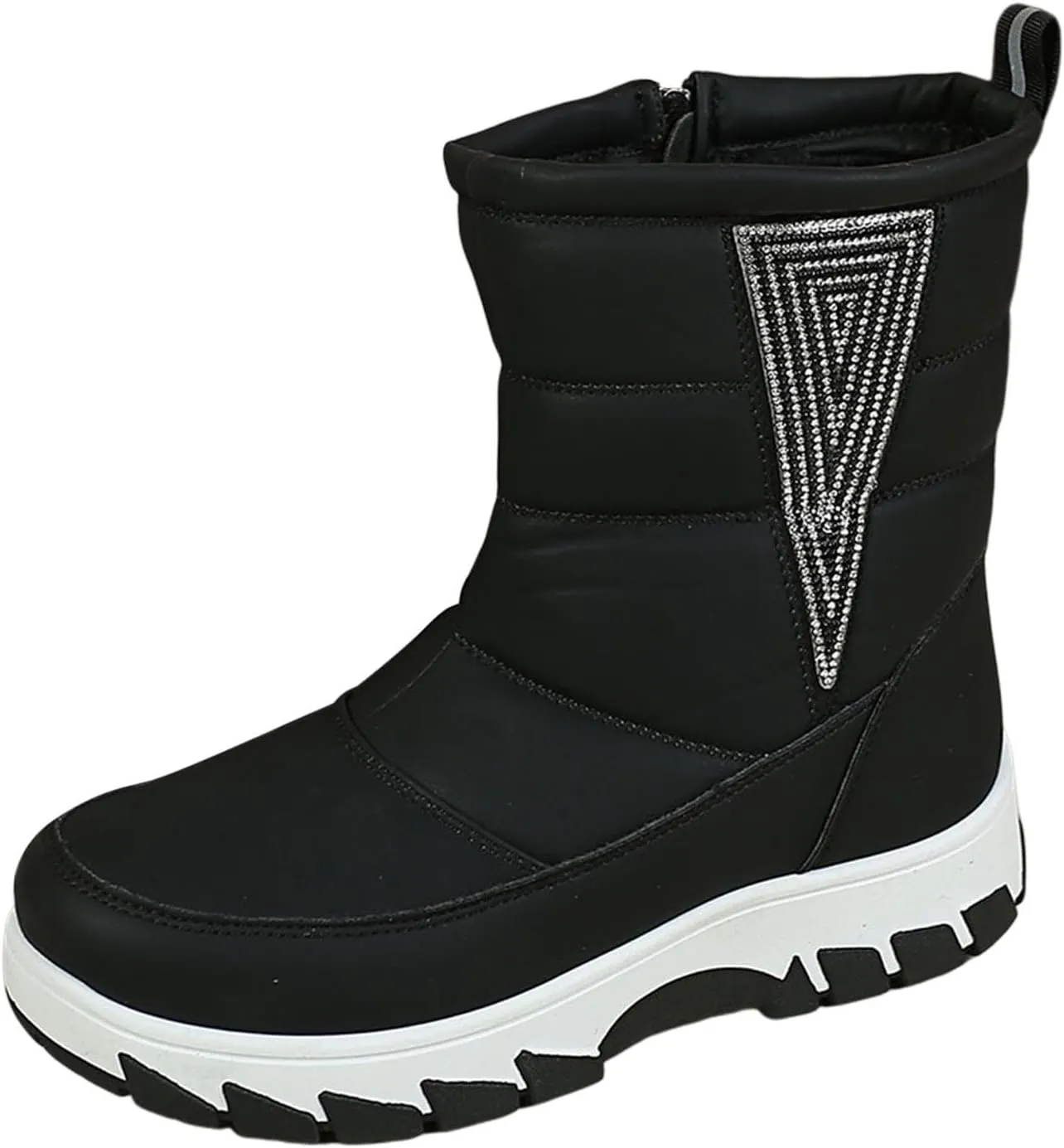 Womens Winter Snow Boots Fur Lined Warm Winter Boots Mid Calf Waterproof Snow Boots Walking Boots