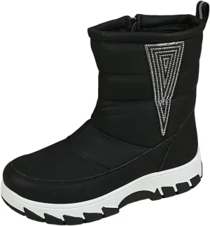 Womens Winter Snow Boots Fur Lined Warm Winter Boots Mid Calf Waterproof Snow Boots Walking Boots