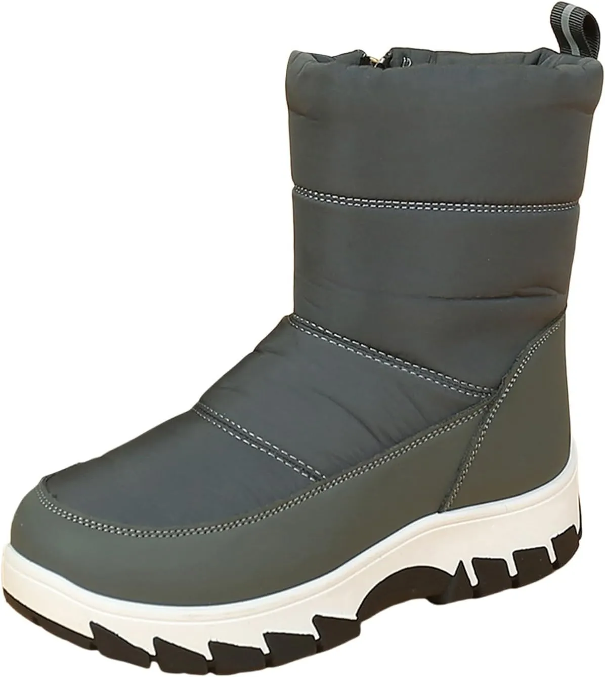 Womens Winter Snow Boots Fur Lined Warm Winter Boots Mid Calf Waterproof Snow Boots Walking Boots