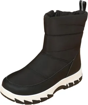 Womens Winter Snow Boots Fur Lined Warm Winter Boots Mid Calf Waterproof Snow Boots Walking Boots