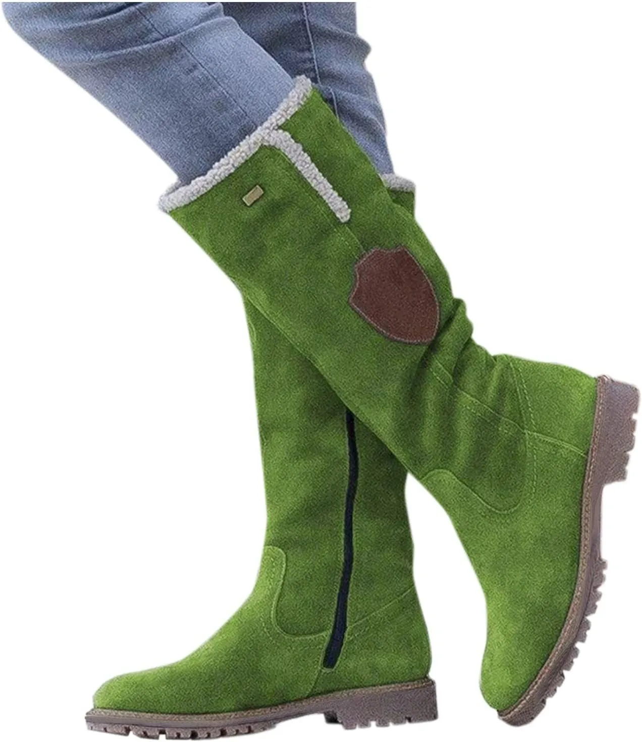 Womens Winter Snow Boots Knee High Pull On Winter Boots Suede Faux Fur Lined Water Resistant Warm Snow Boots
