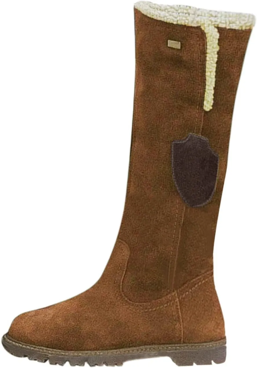 Womens Winter Snow Boots Knee High Pull On Winter Boots Suede Faux Fur Lined Water Resistant Warm Snow Boots