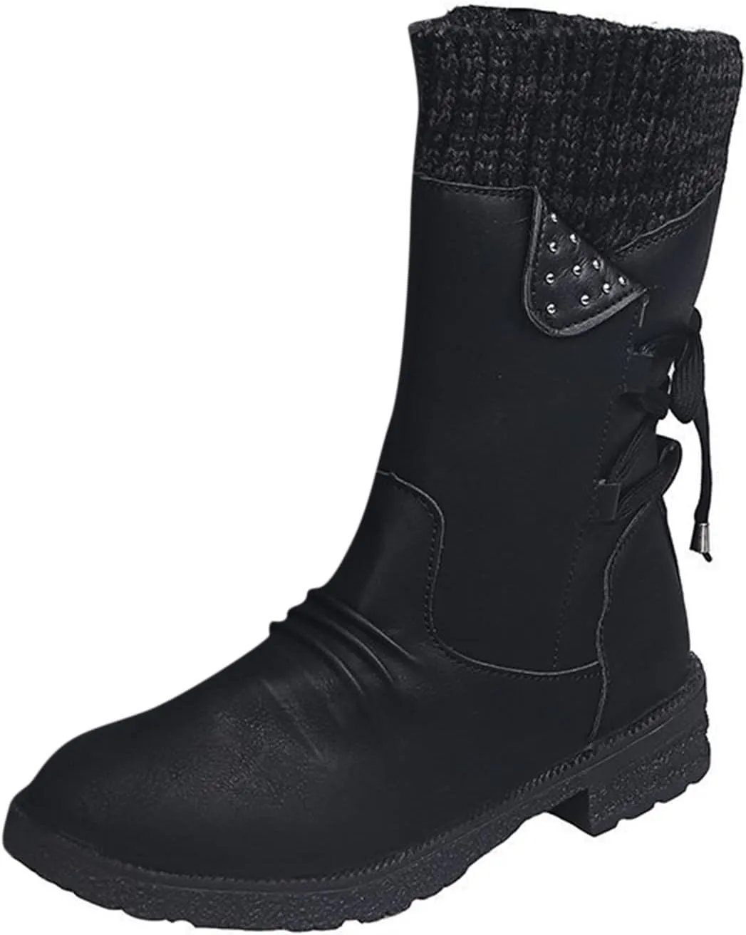 Womens Winter Snow Boots Snow Side Zip Ankle Booties Combat Riding Booties Biker Boots Mid Calf Boots For Women