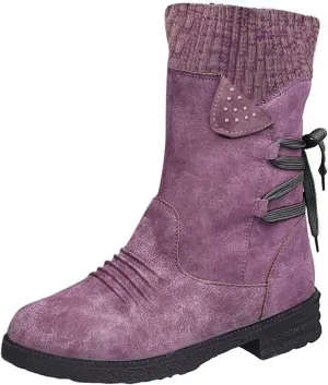 Womens Winter Snow Boots Snow Side Zip Ankle Booties Combat Riding Booties Biker Boots Mid Calf Boots For Women