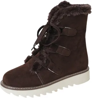 Women's Winter Snow Boots Strappy High Top Warm Boots Versatile Versatile Mid-Calf Boots Extra Wide Width Calf Boots