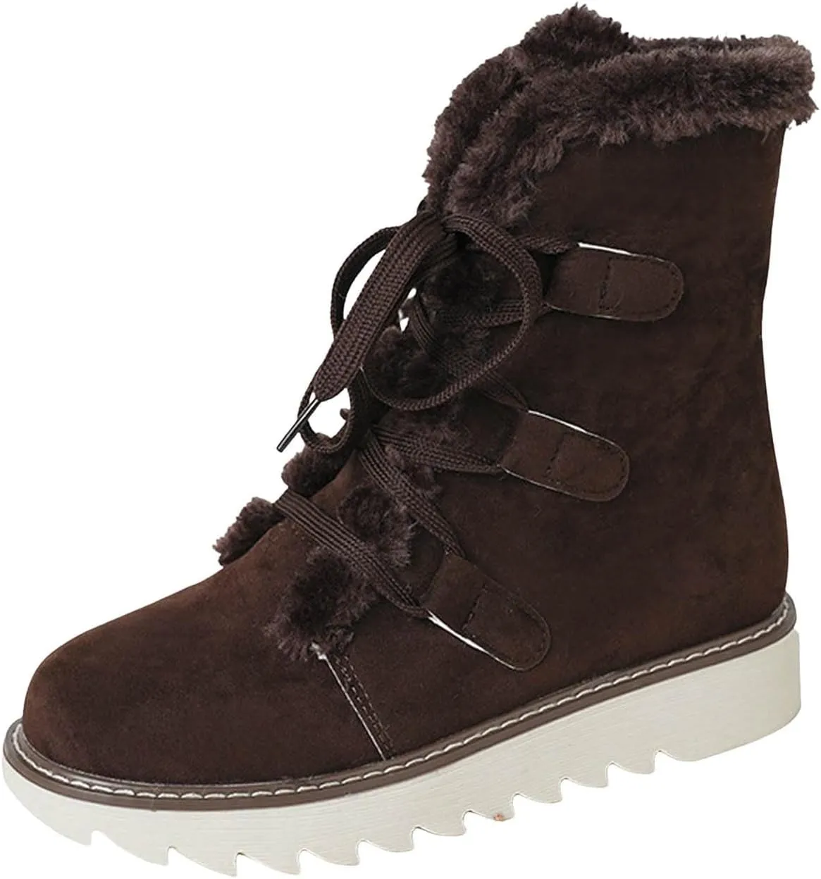 Women's Winter Snow Boots Strappy High Top Warm Boots Versatile Versatile Mid-Calf Boots Extra Wide Width Calf Boots